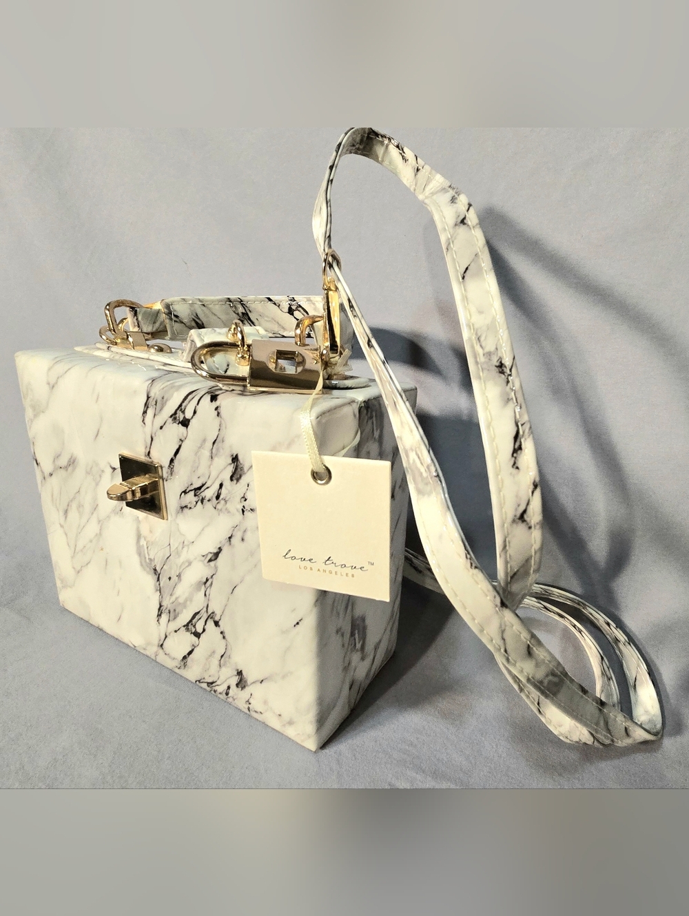 White Marble Box Crossbody Bag